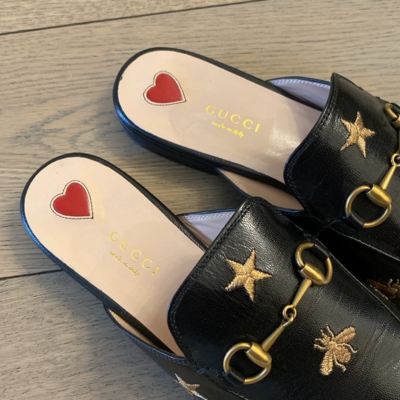 Gucci Princetown black mules with gold bees and stars - Picture 2 of 9